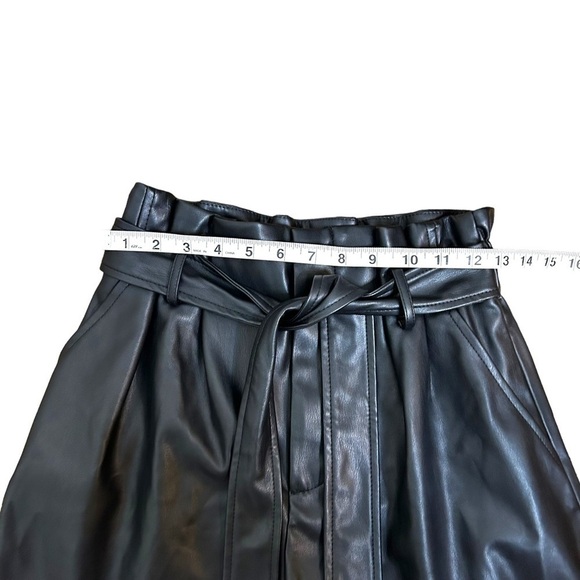 Zara Faux Leather Paper Bag Tie Waist Shorts - Picture 10 of 13